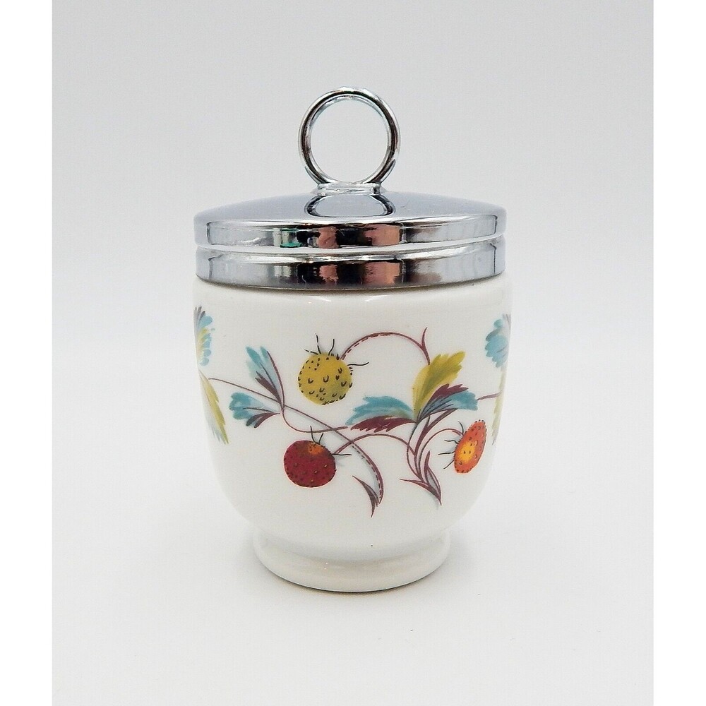 Royal Worcester Egg Coddler Vintage Strawberry Fair Blossom Butterfly Large